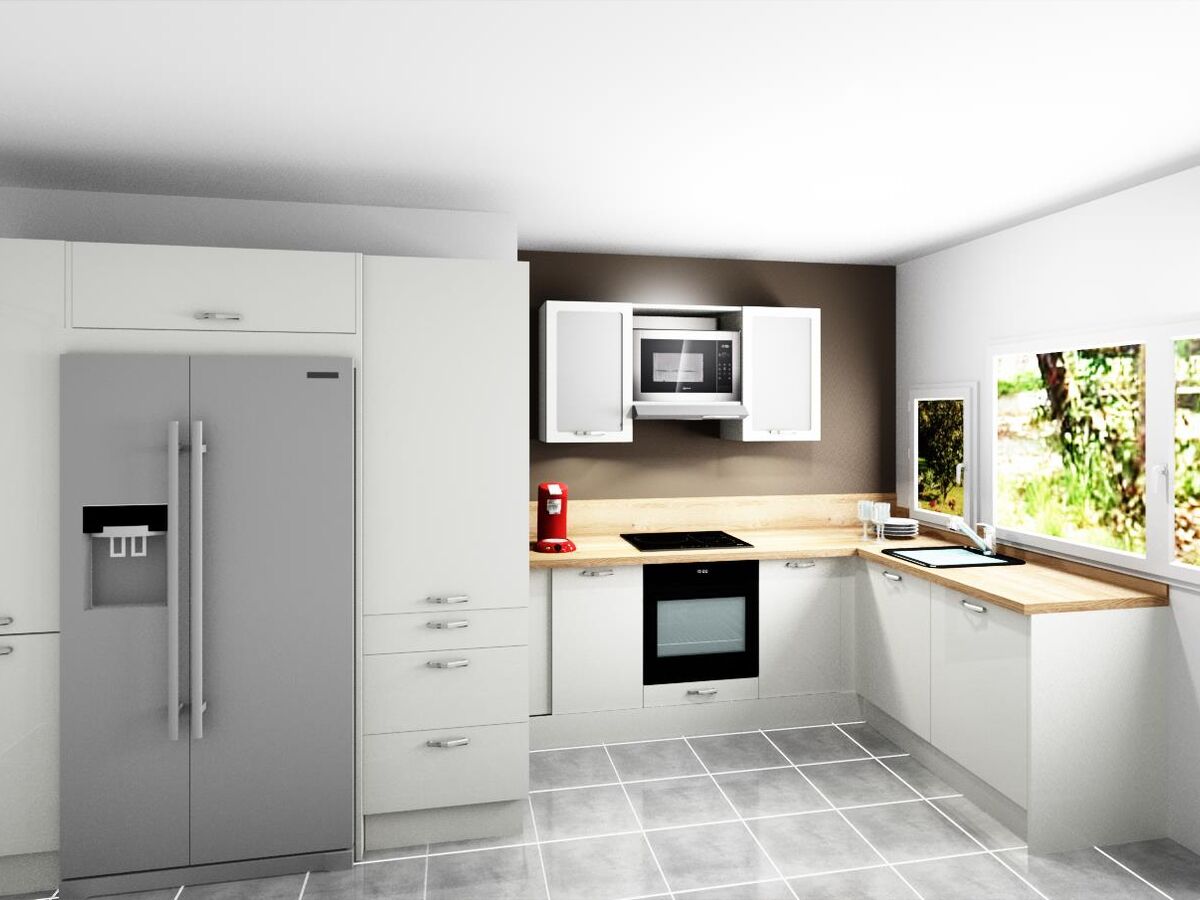 Cuisine avant-après sur mesure Light + Pannacotta Majestic brillant