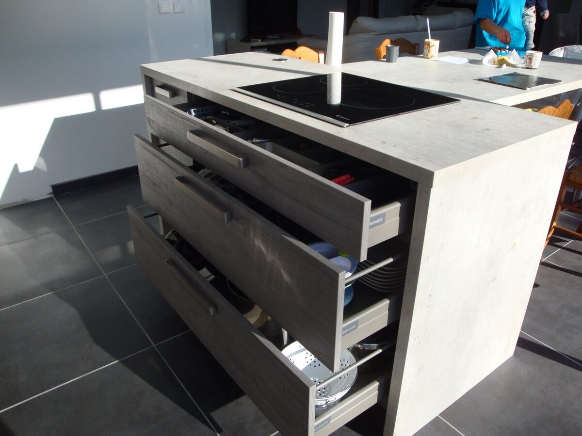 Cuisine avant-après sur mesure Label Chêne Sable Synchrone