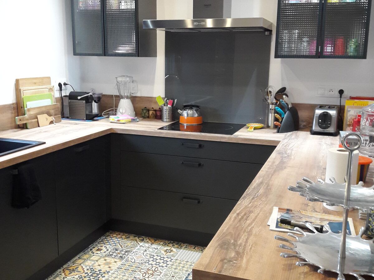 Cuisine avant-après sur mesure Label Métal Brossé