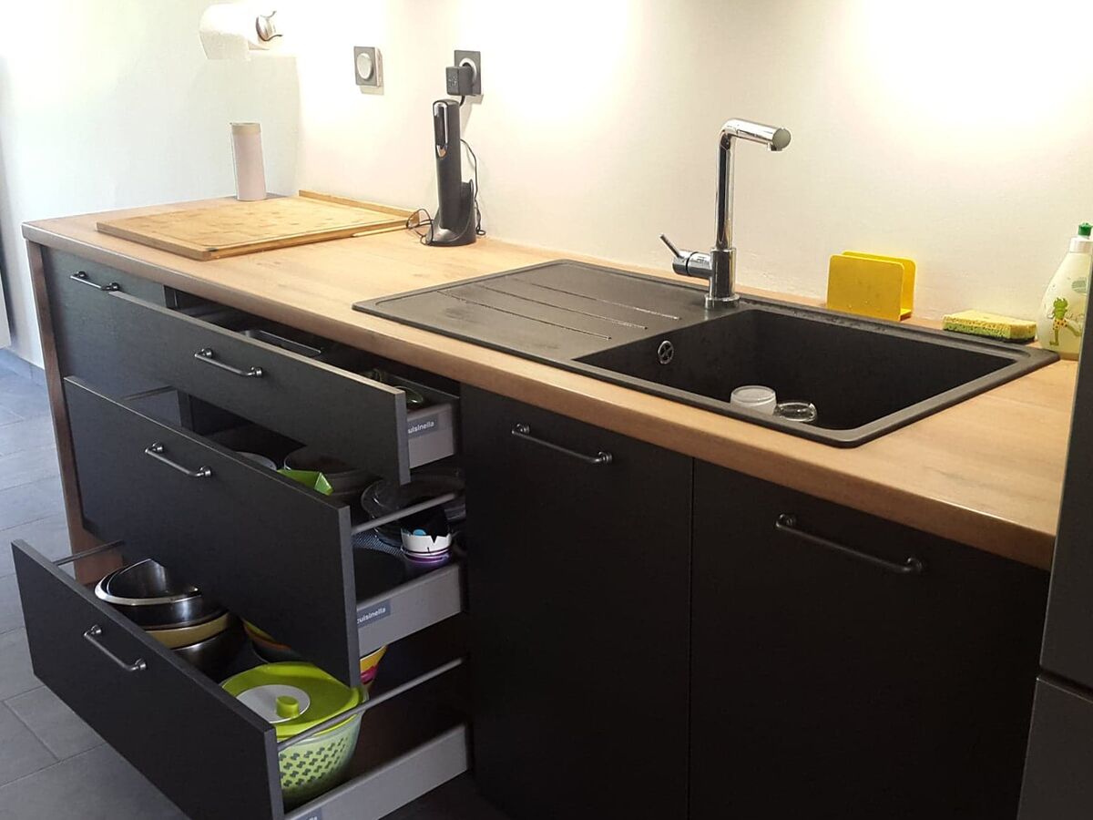 Cuisine avant-après sur mesure Label Métal Brossé