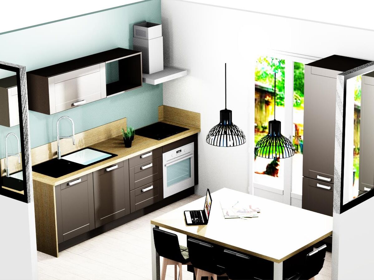 Cuisine avant-après sur mesure Trend Cube Ombre soft