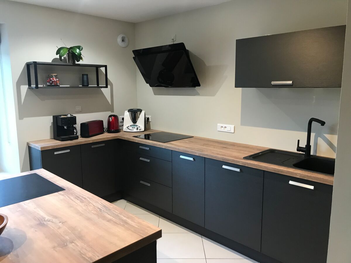 Cuisine avant-après sur mesure Label Métal Brossé