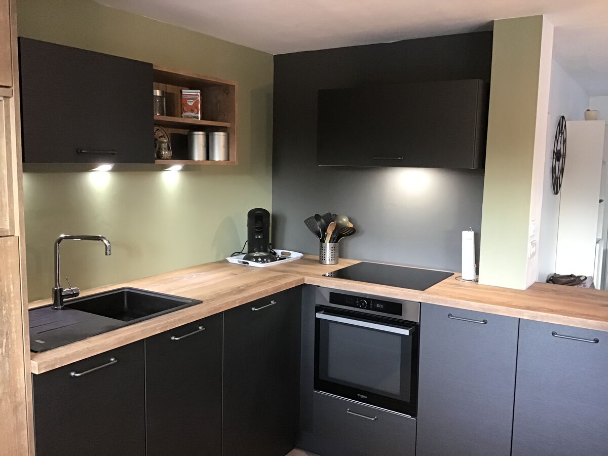 Cuisine avant-après sur mesure Label Métal Brossé et Trend Hipster Wood