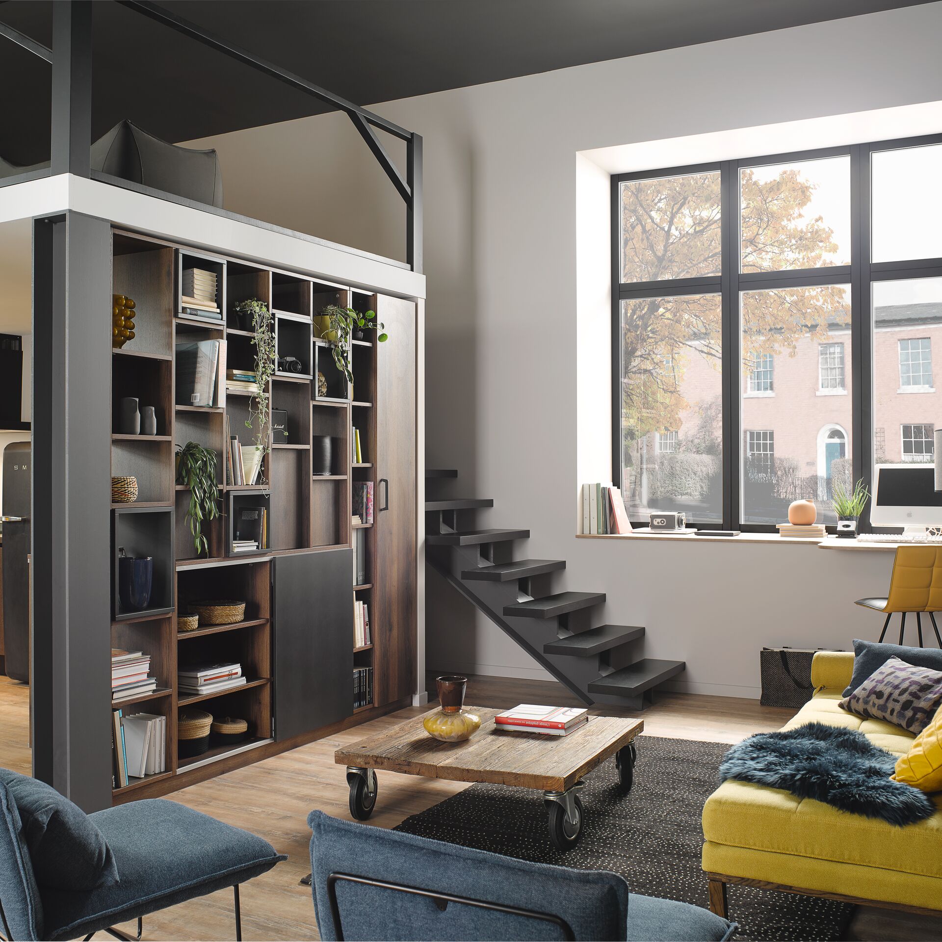 Bibliothèque style industriel