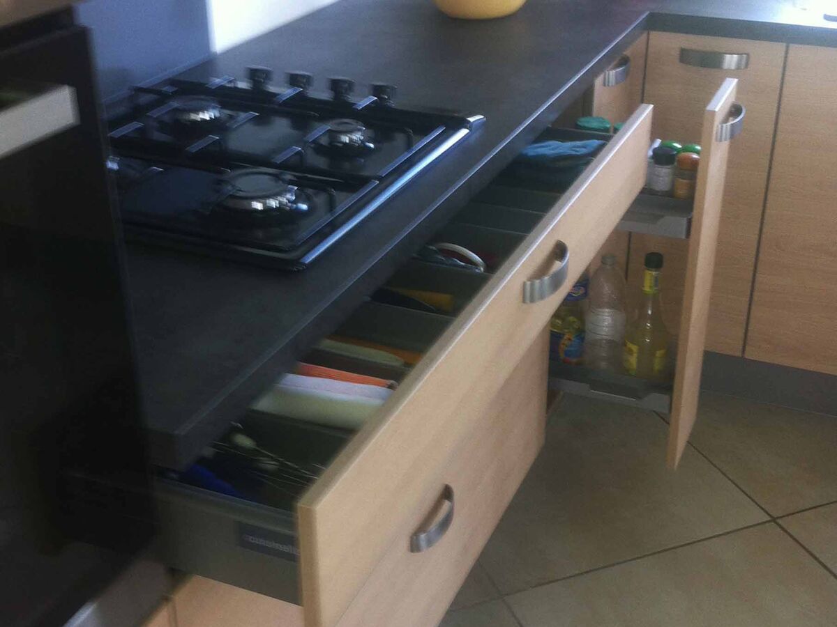 Rénovation cuisine sur mesure Trend + Chêne honey