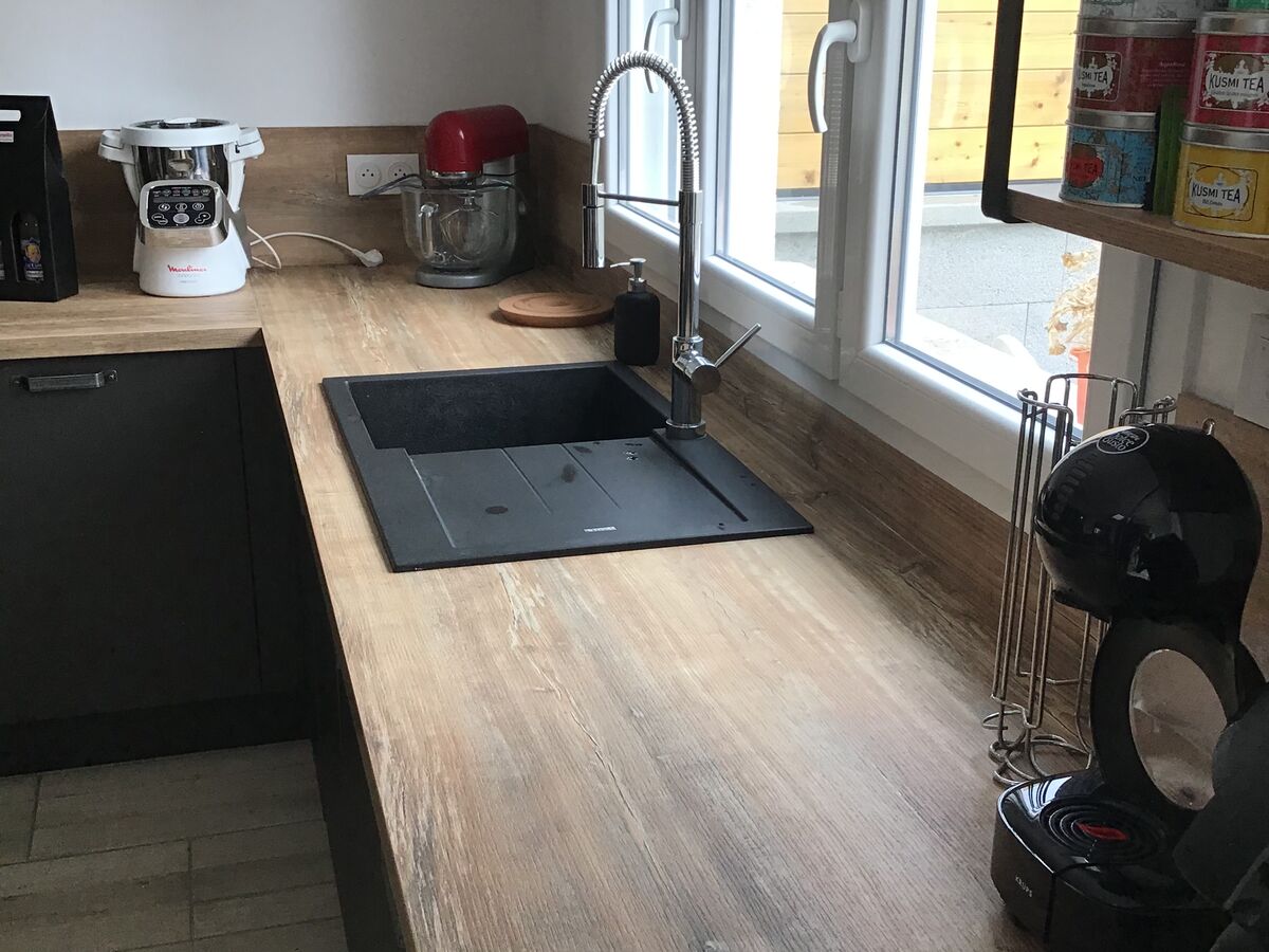 Cuisine avant-après sur mesure Label Métal Brossé