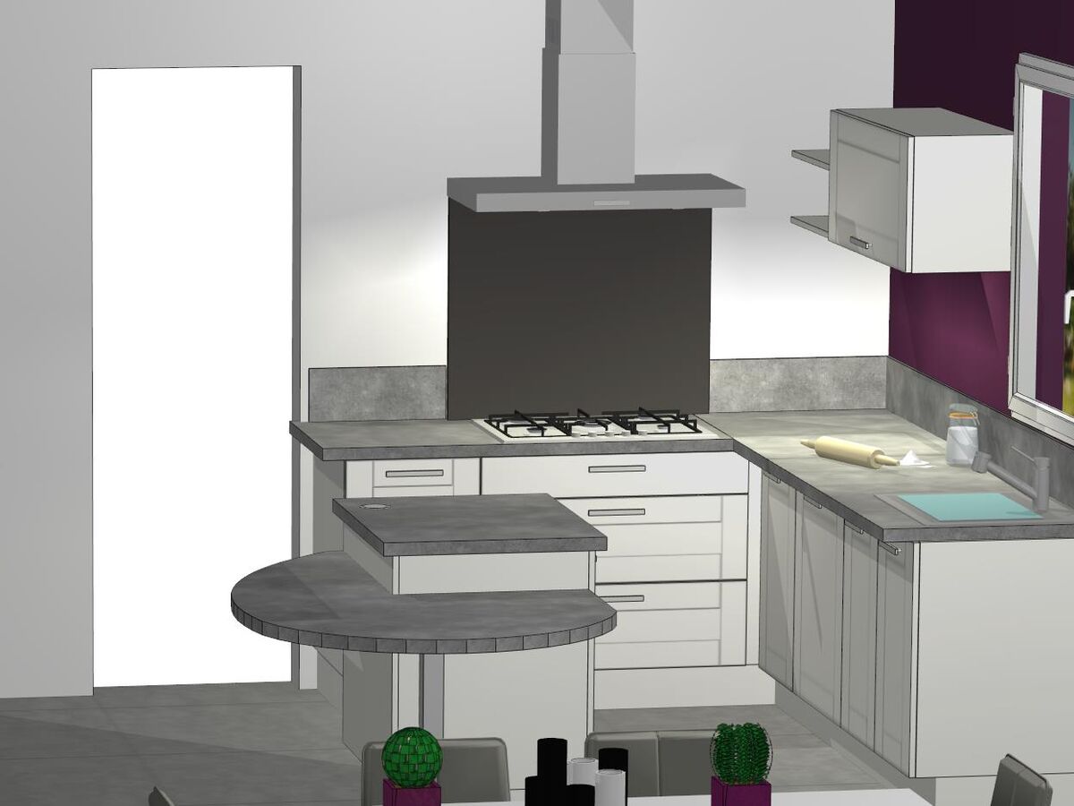 Cuisine avant-après sur mesure Trend Cube Pannacotta mat