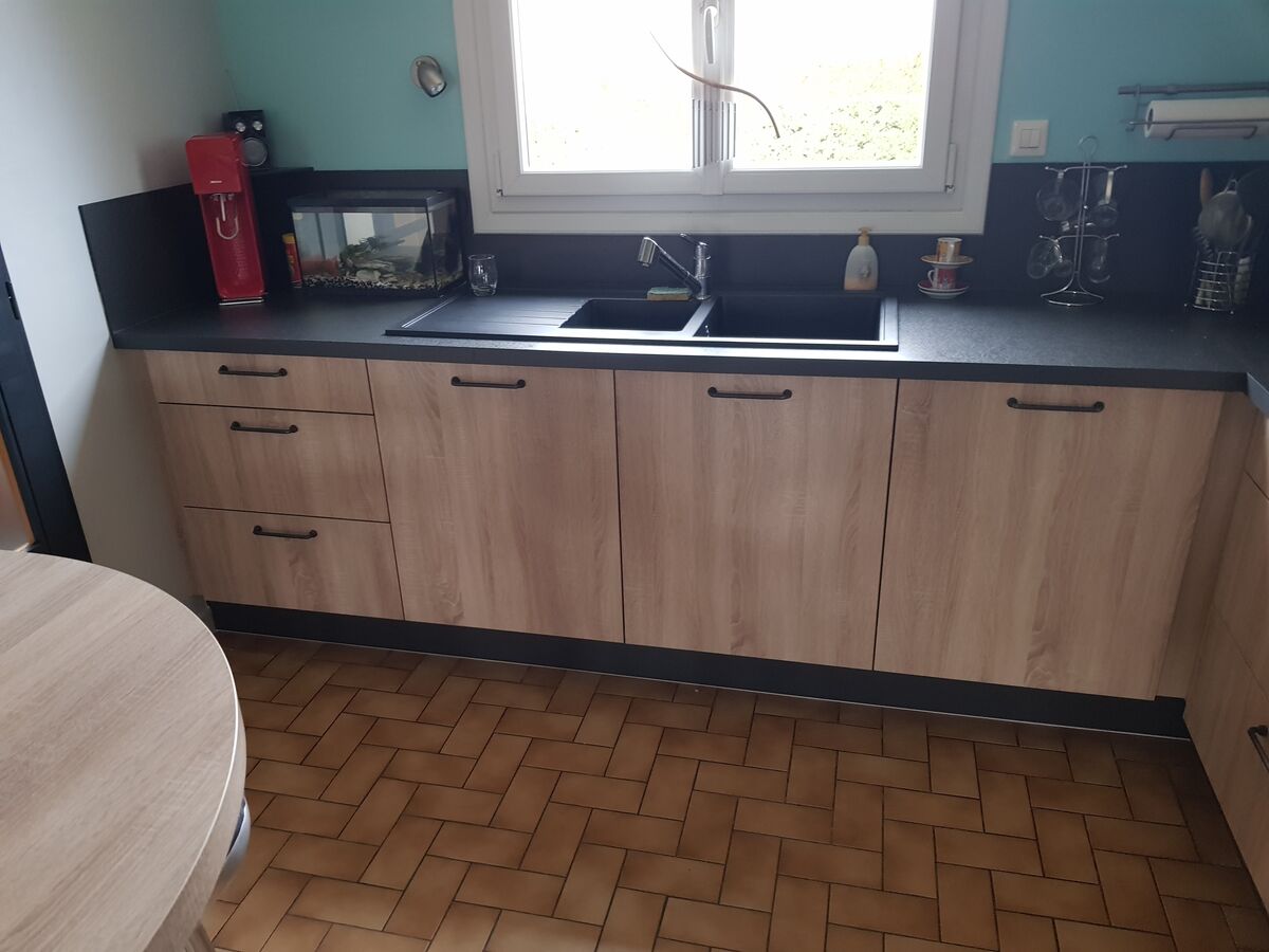 Rénovation cuisine équipée sur mesure Label Métal Brossé et Trend Soft Oak