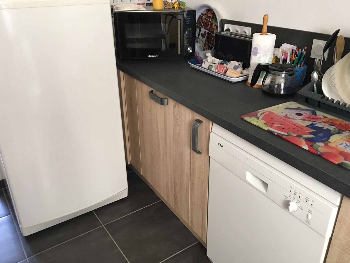 Cuisine avant-après sur mesure Trend + Chêne honey