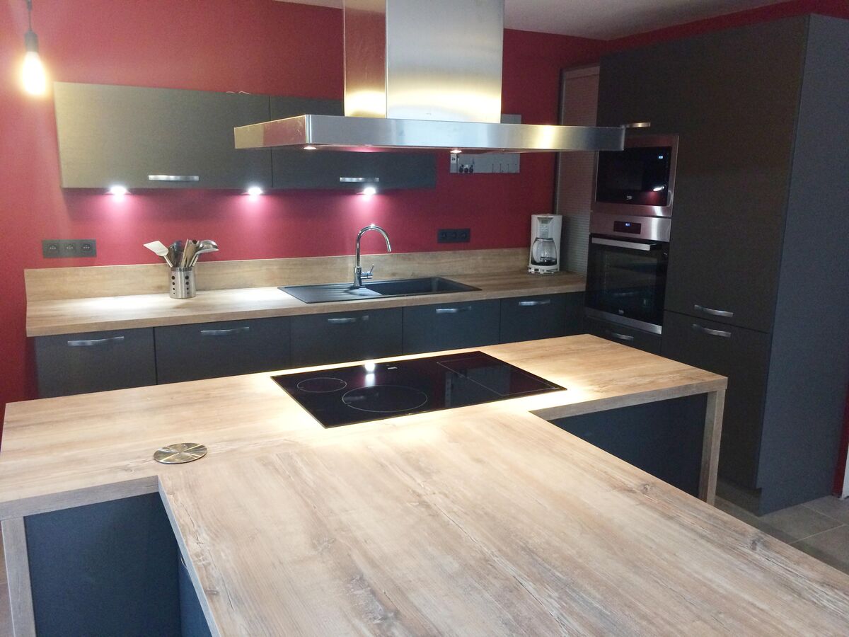 Cuisine avant-après sur mesure Label Métal Brossé