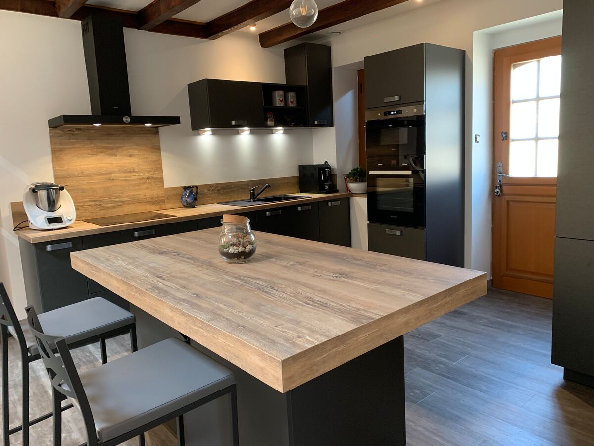 Cuisine avant-après sur mesure Label Métal Brossé