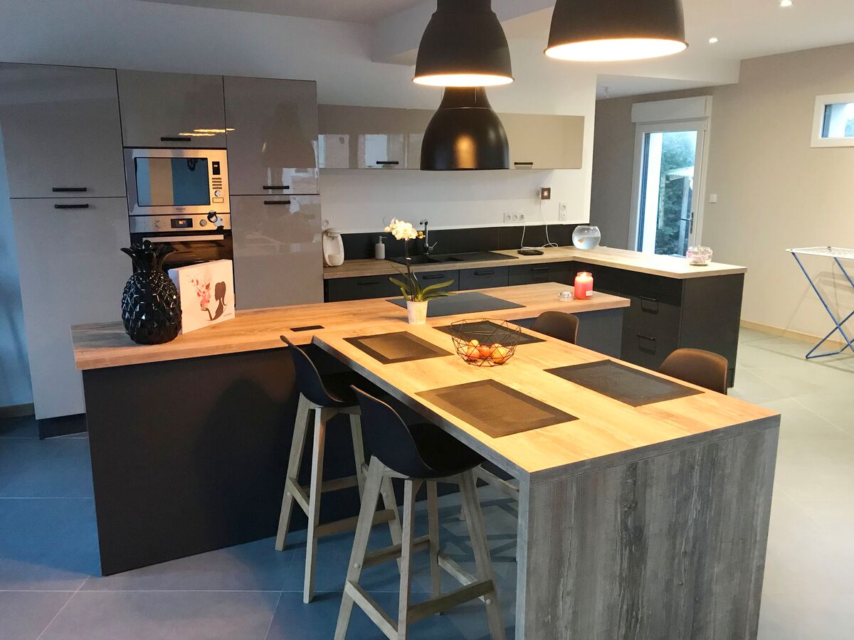 Cuisine avant-après sur mesure Light Grège majestic Brillant et Trend Ombre Soft