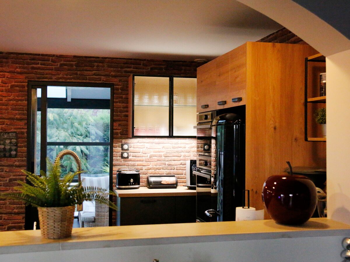 Rénovation cuisine équipée sur mesure Label Métal Brossé & Trend Chêne Honey