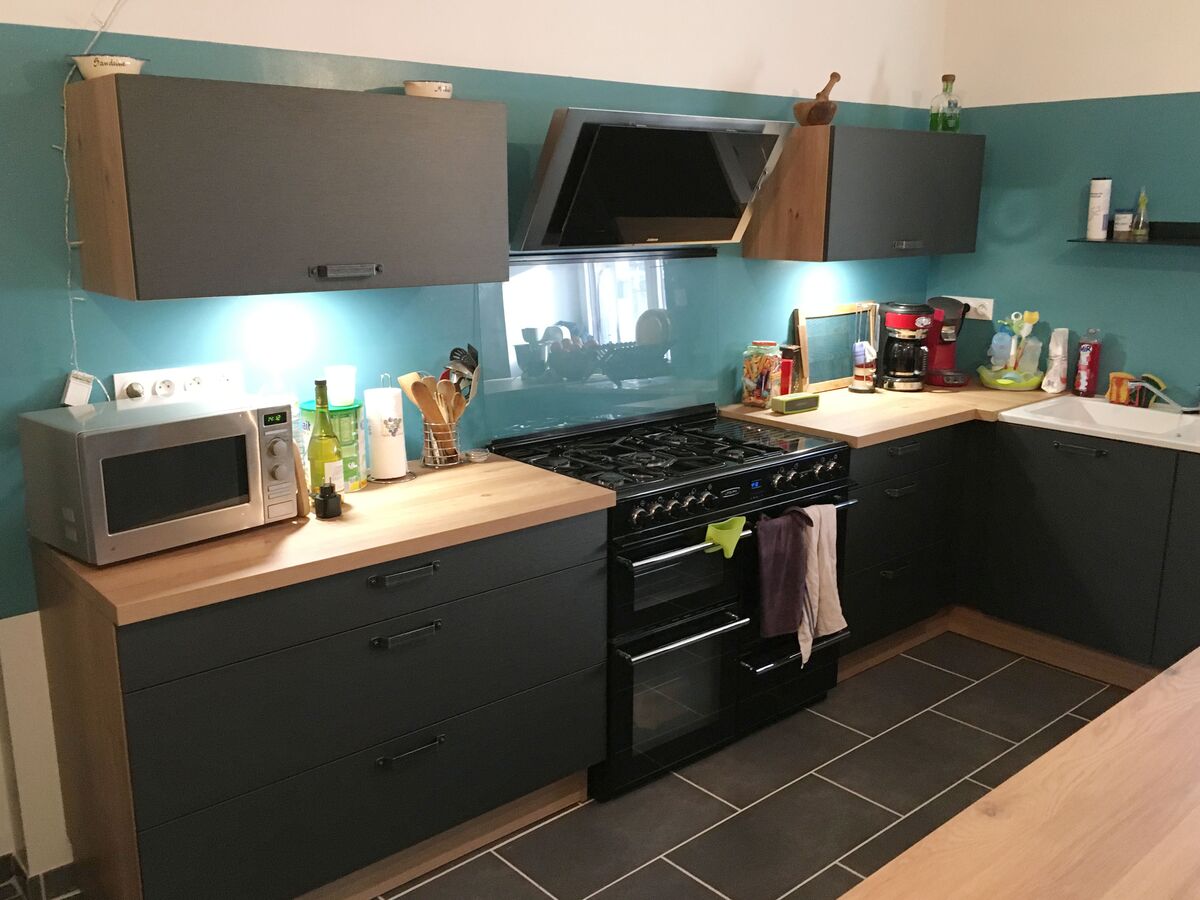 Cuisine avant-après sur mesure Label métal Brossé