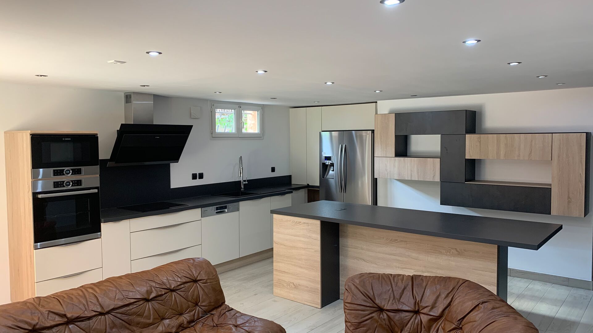 Cuisine équipée sur mesure Trend Pannacotta Mat & Chêne Timber