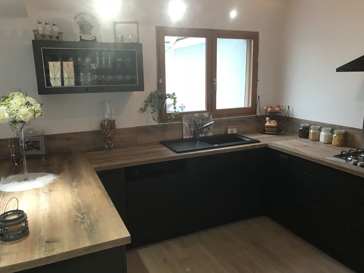 Cuisine avant-après sur mesure Label Métal Brossé