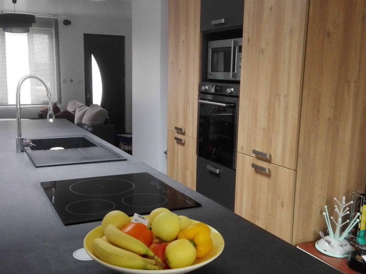 Cuisine avant-après sur mesure Trend + Chêne honey