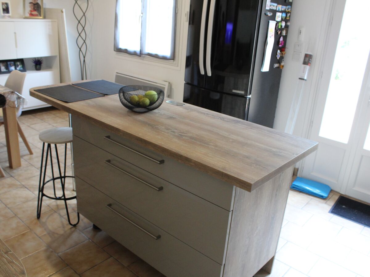 Cuisine avant-après sur mesure Light Grège Majestic Brillant