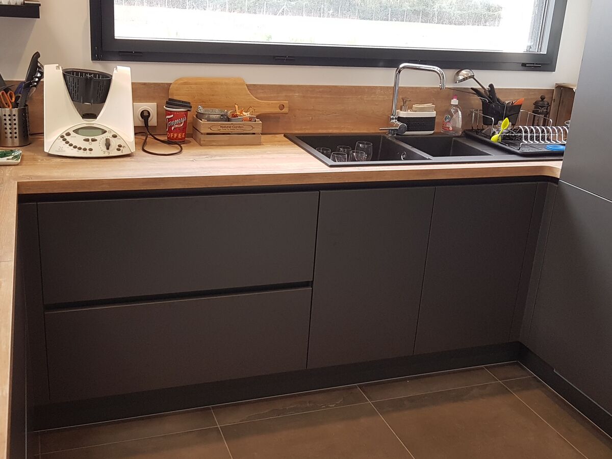 Cuisine avant-après sur mesure Label Metal Brossé