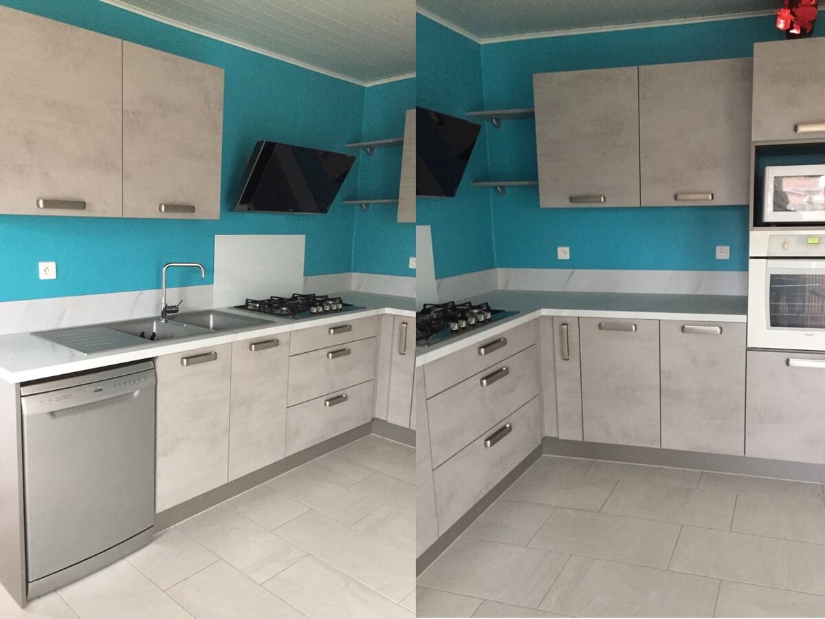 Cuisine avant-après sur mesure Trend Béton Clair