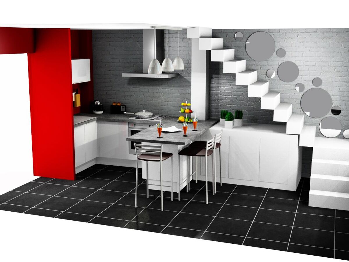 Cuisine avant-après sur mesure Petilla Blanc brillant