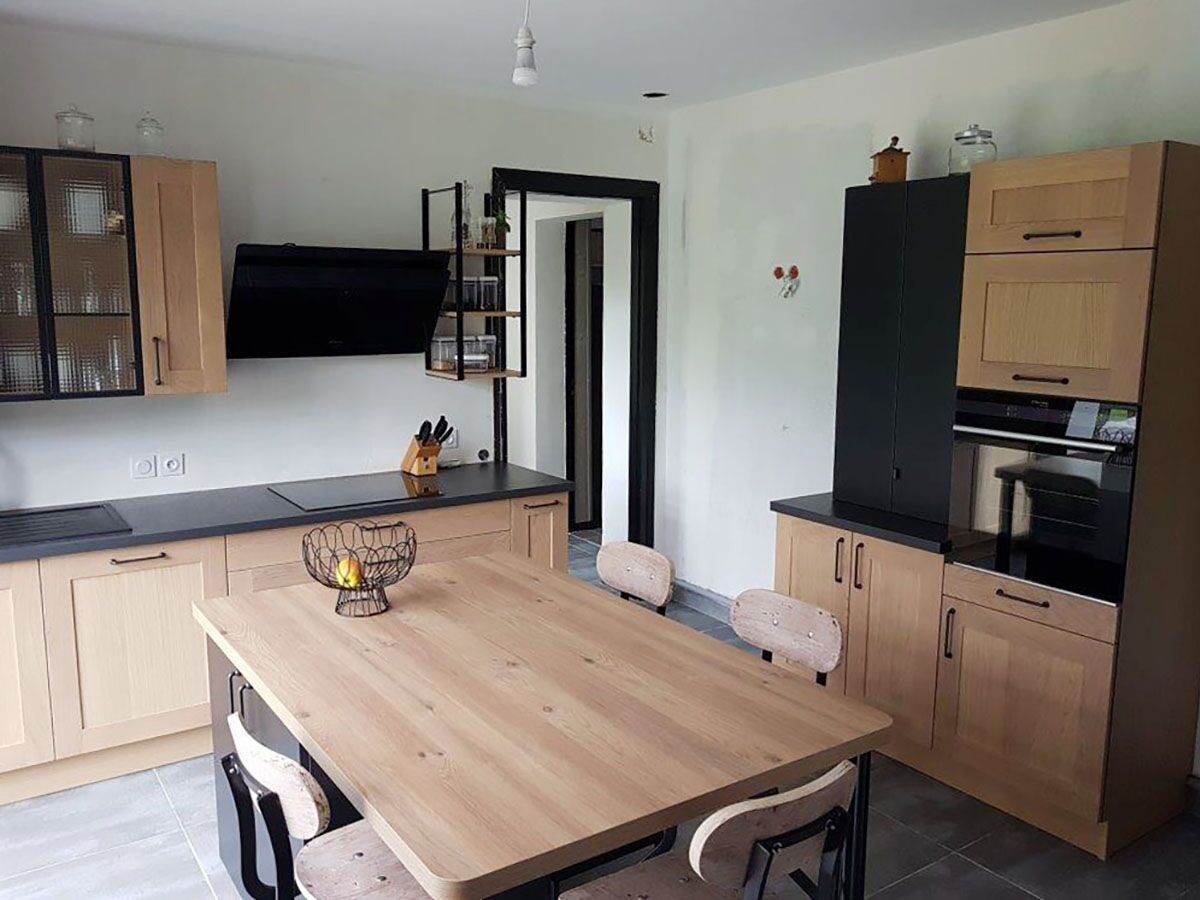 Cuisine avant-après sur mesure Wooden Chêne Honey