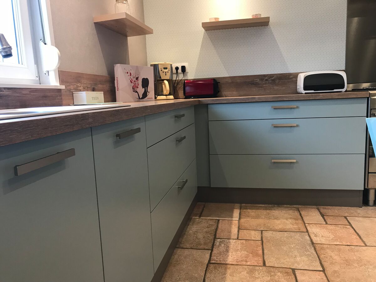 Rénovation cuisine sur mesure Color Laqué misty blue