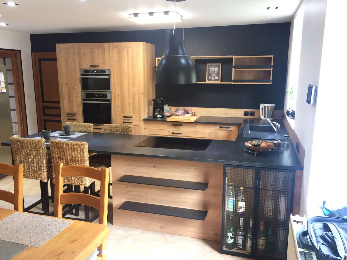 Cuisine avant-après sur mesure Trend Cube Chêne Honey