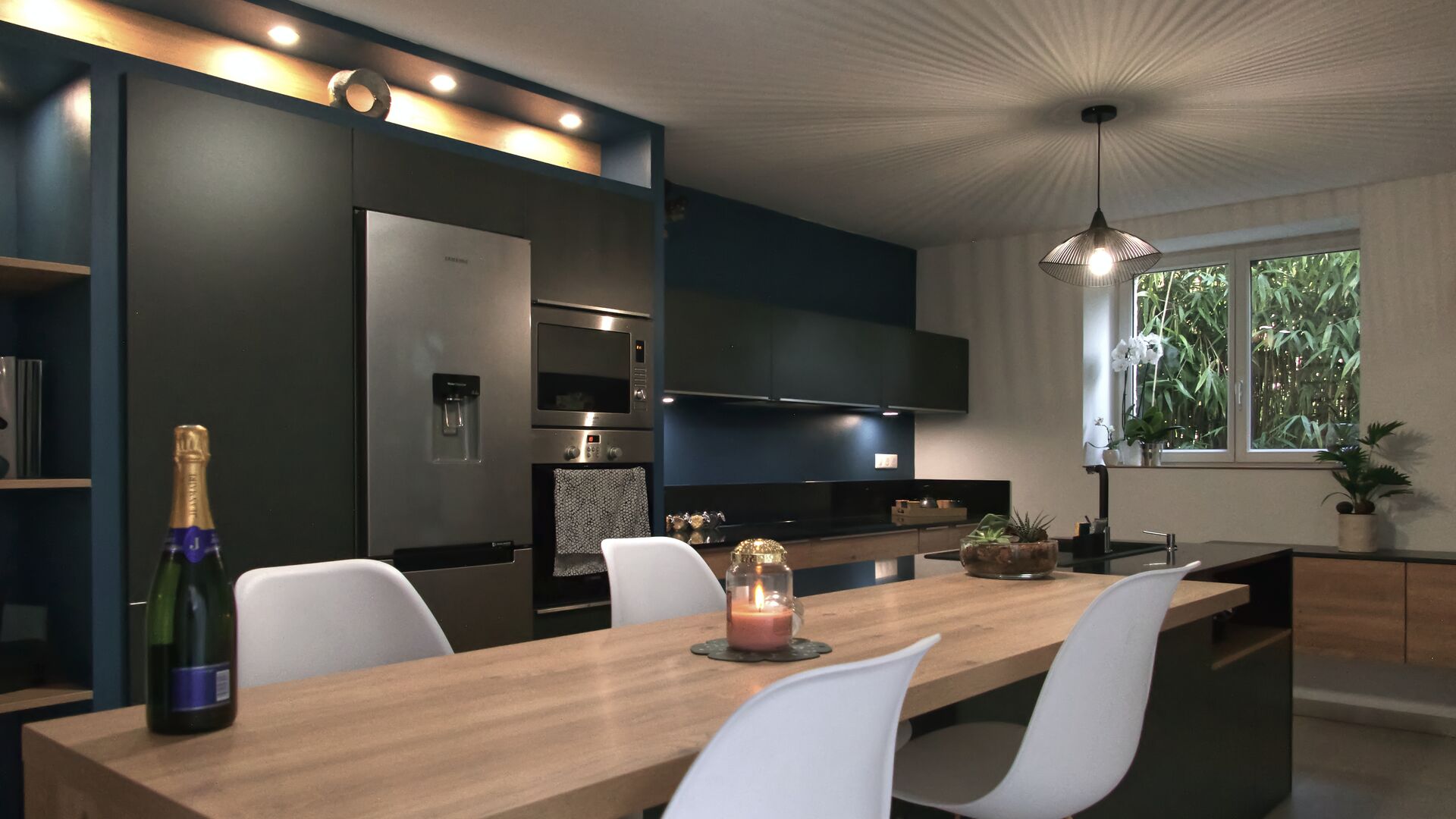 Cuisine équipée sur mesure Trend Ombre Soft et Chêne Honey