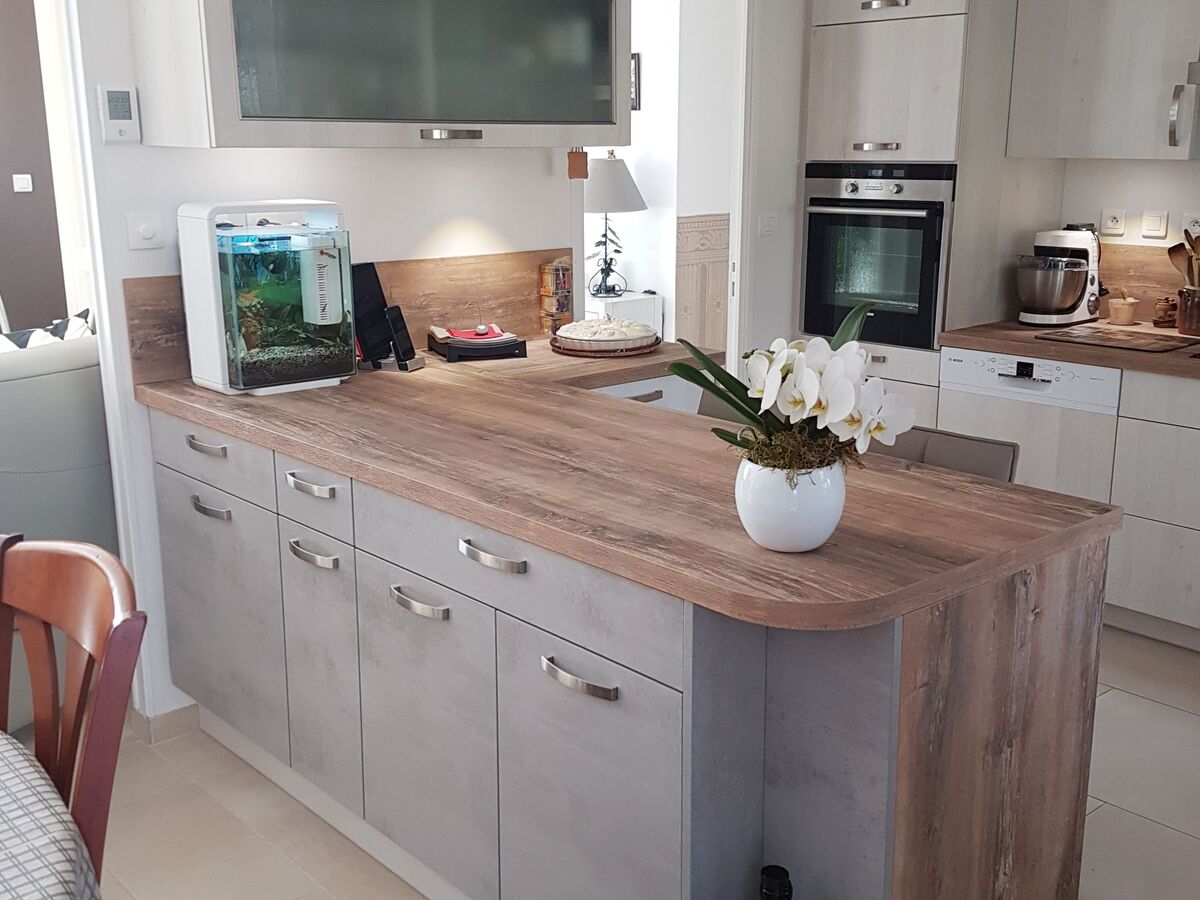 Cuisine avant-après sur mesure Trend Artic Wood et Label Béton Clair