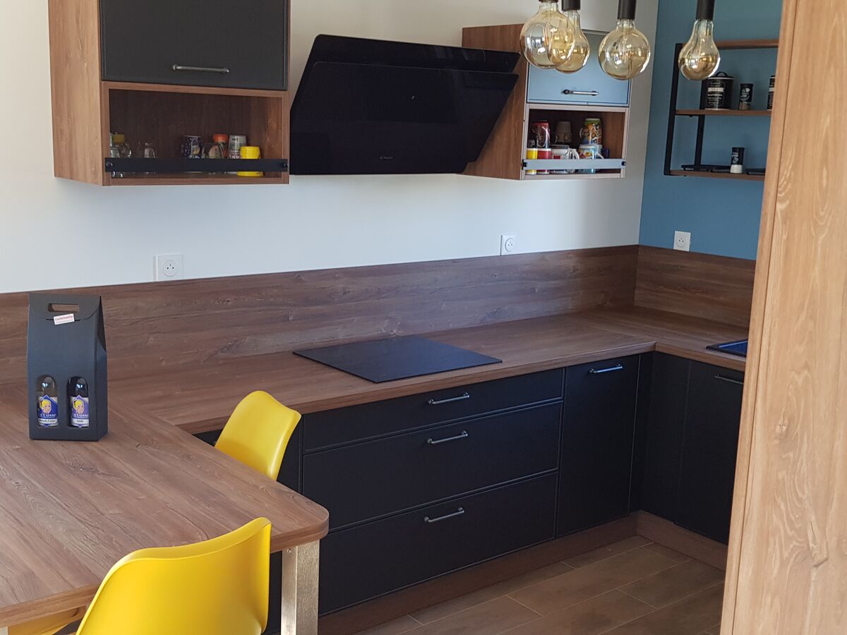 Cuisine avant-après sur mesure Square Laqué Métal & Trend Osani Oak