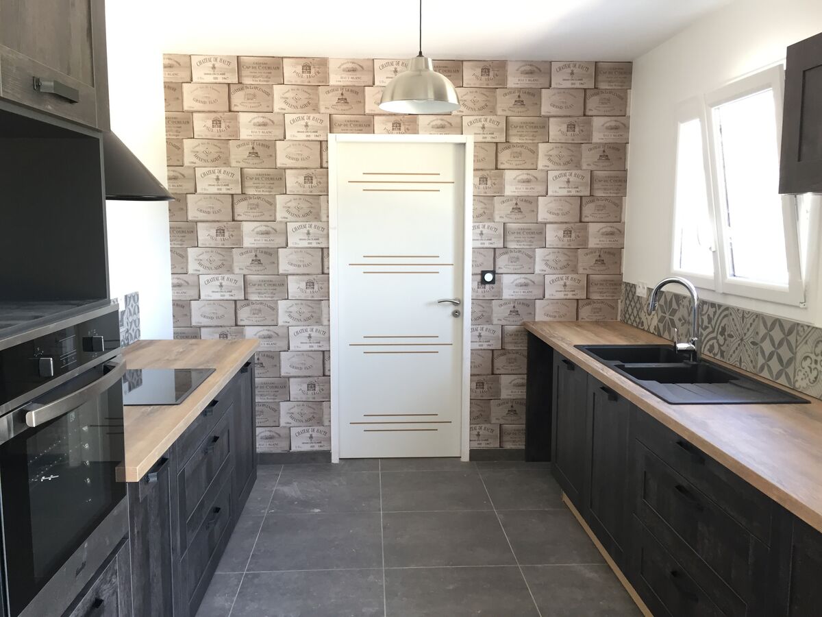 Rénovation cuisine équipée sur mesure Trend Cube Woody Dark