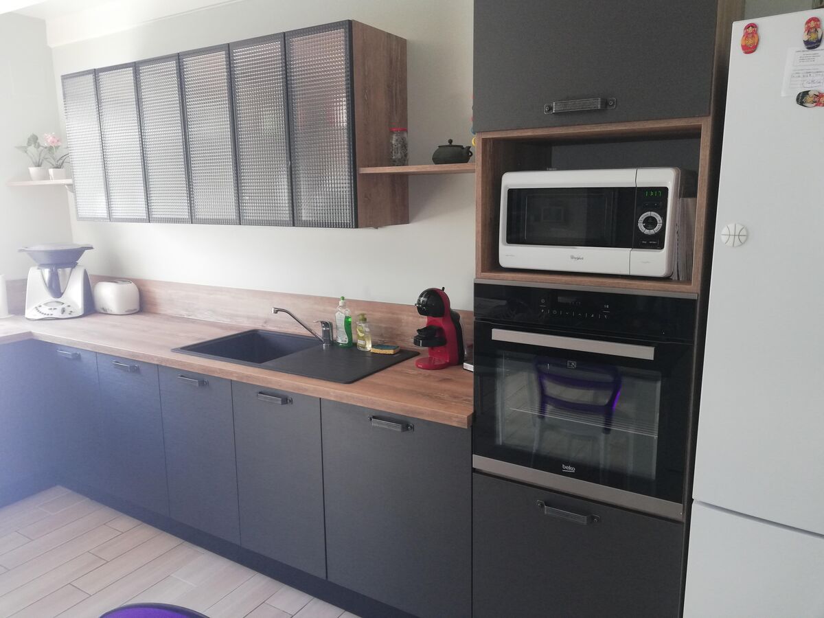 Rénovation cuisine équipée sur mesure Label Métal Brossé