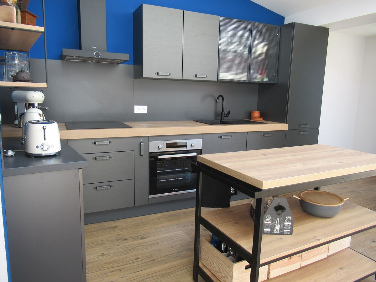 Rénovation cuisine équipée sur mesure Label Métal Brossé