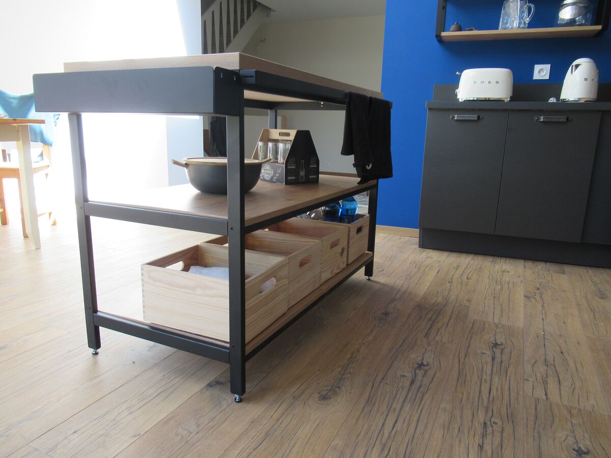 Cuisine avant-après sur mesure Label Métal Brossé