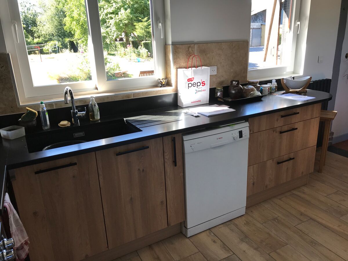 Cuisine avant-après sur mesure Trend Chêne Honey