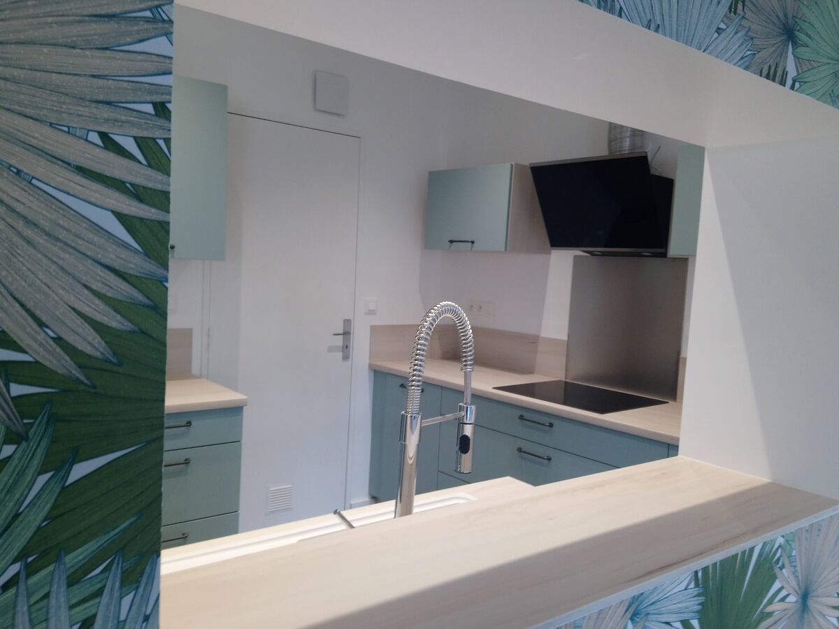 Cuisine avant-après sur mesure Color Laqué Misty Blue