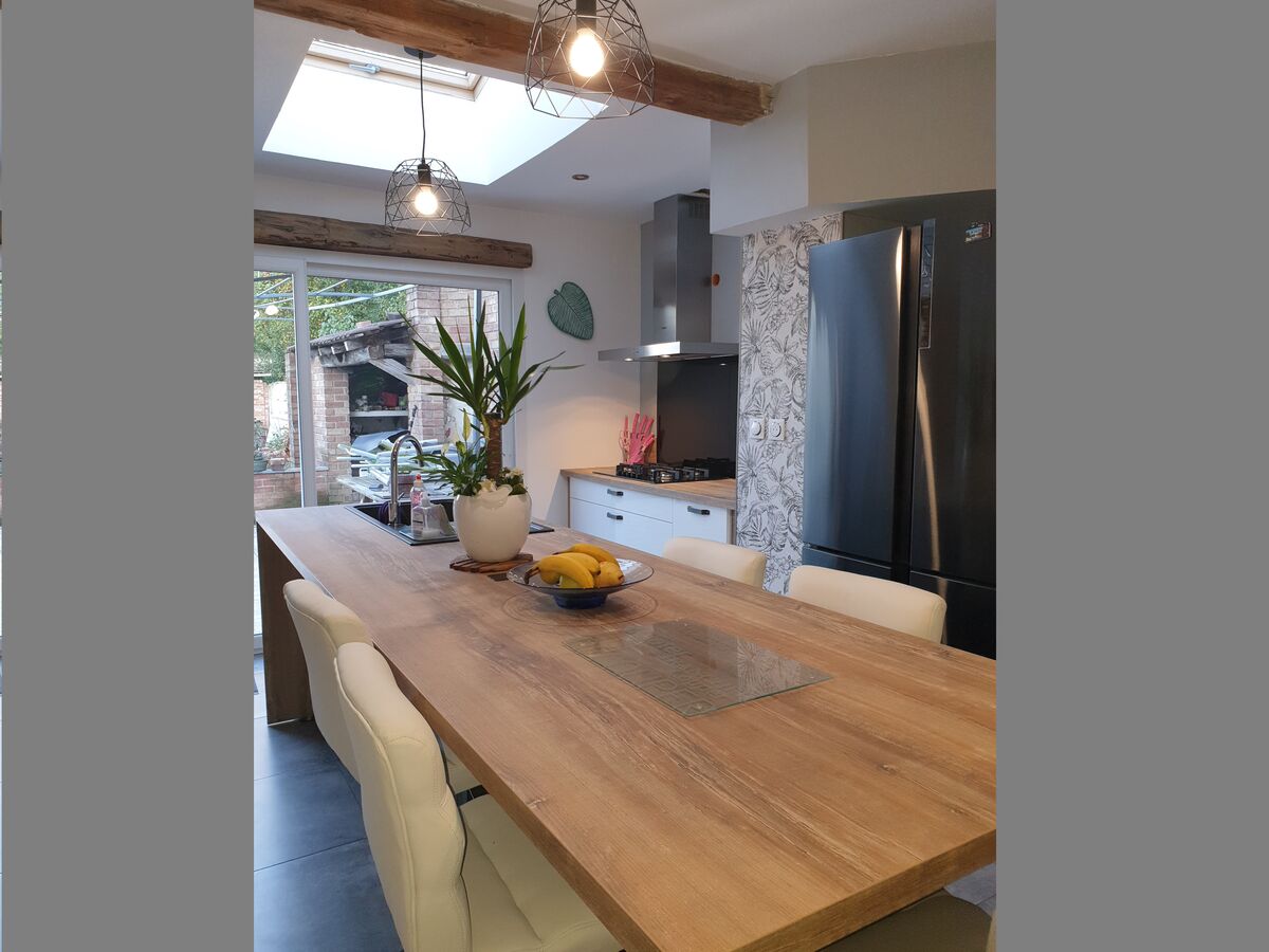 Cuisine avant-après sur mesure VISTA Métal Brossé & PETILLA Blanc Brillant