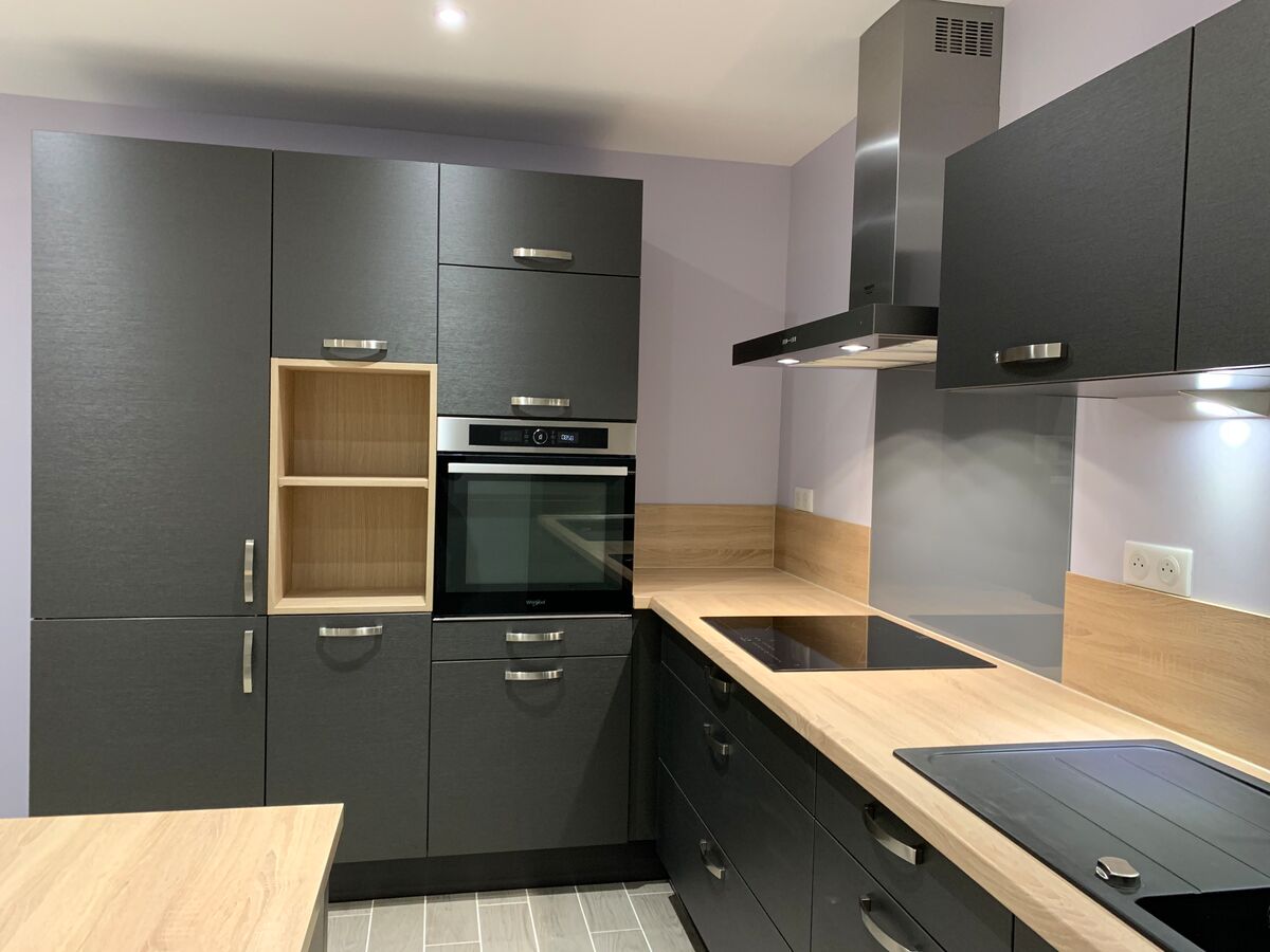 Cuisine avant-après sur mesure Label Métal Brossé