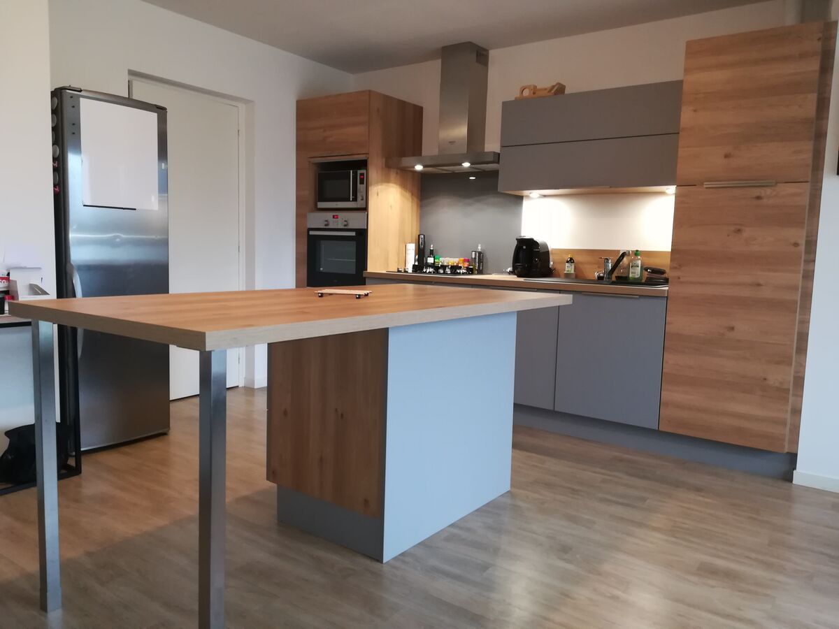 Rénovation cuisine équipée Trend Gris Minéral et Chêne Honey