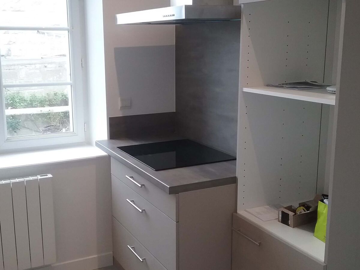 Cuisine avant-après équipée sur mesure Véga Pannacotta Mat