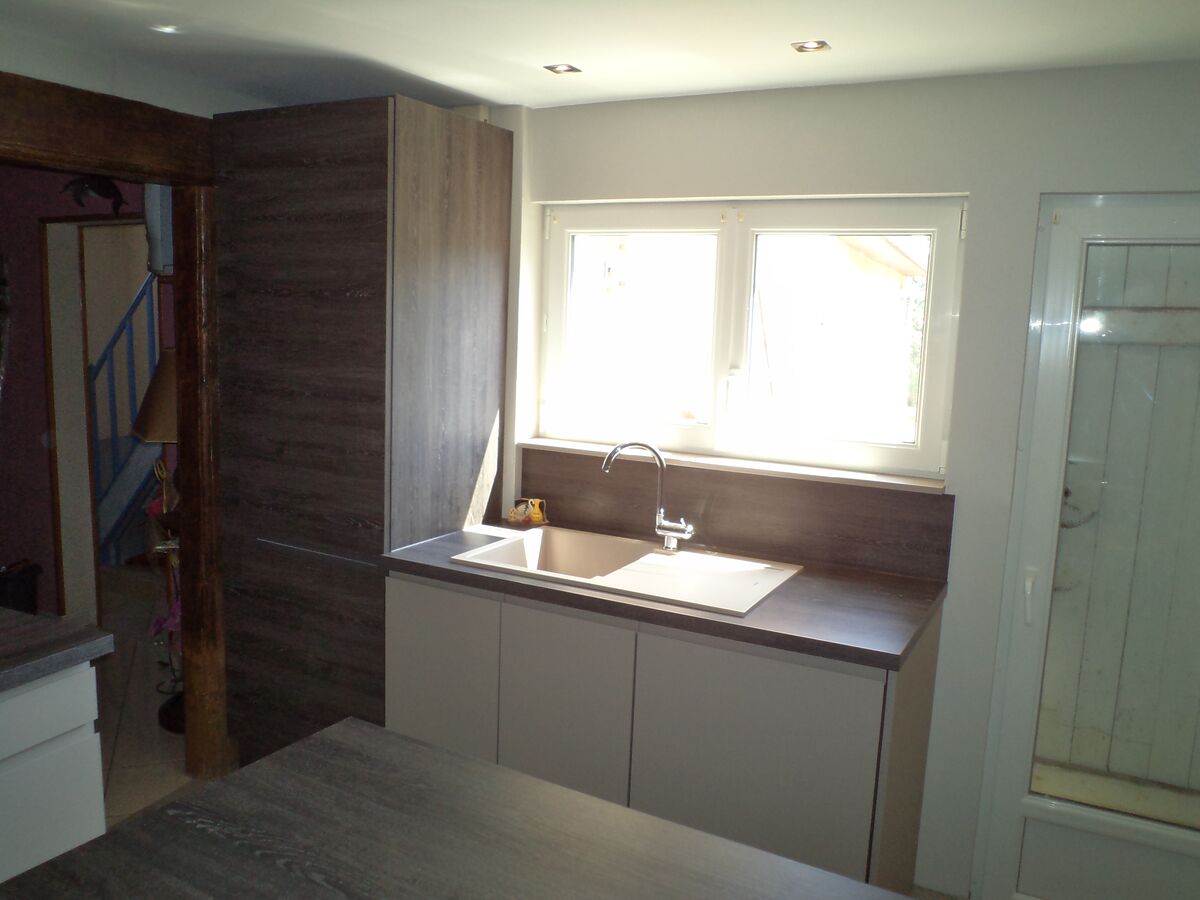 Cuisine avant-après sur mesure Pure Laque Laqué Taupe Mat