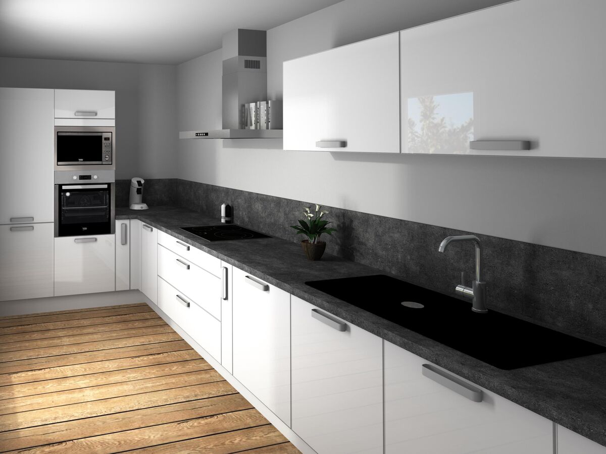 Rénovation cuisine sur mesure Petilla Blanc brillant