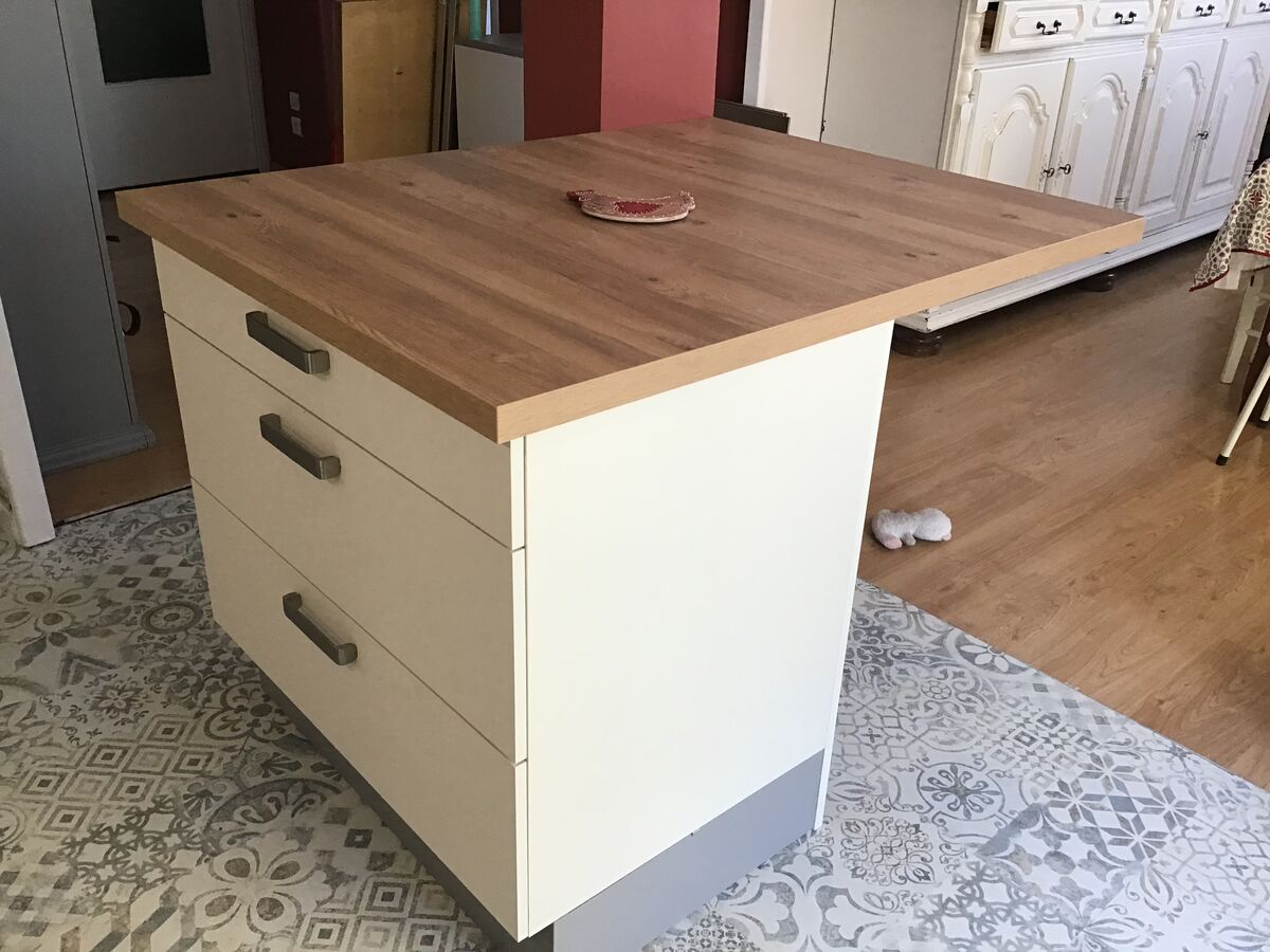 Cuisine avant-après sur mesure VEGA PREM'S Pannacotta Mat & TREND Chêne Honey