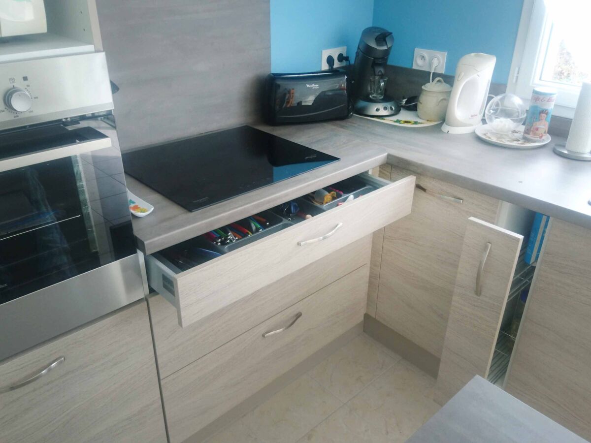 Rénovation cuisine sur mesure Vega + Chêne timber