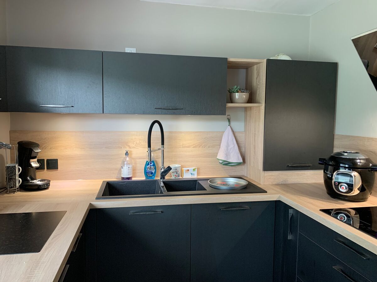 Cuisine avant-après sur mesure Label Métal Brossé