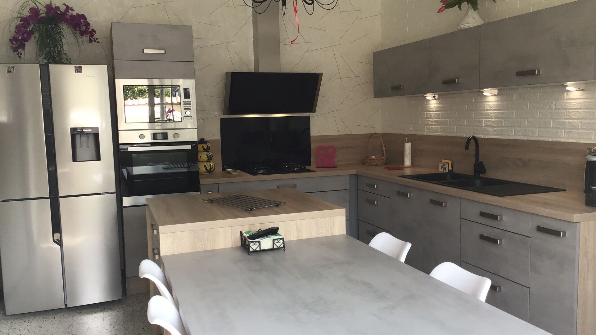 Cuisine équipée sur mesure Véga Béton Clair