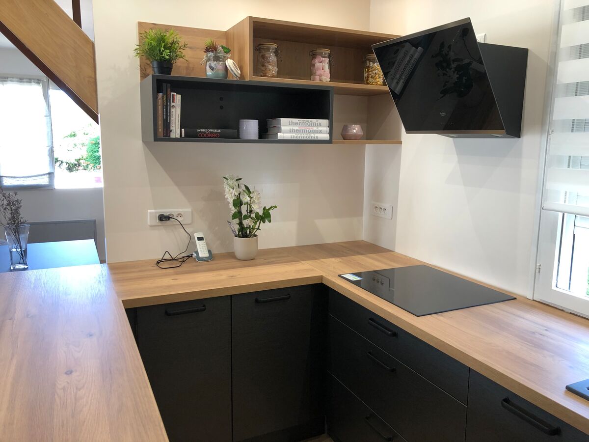 Cuisine avant-après sur mesure Label Métal Brossé