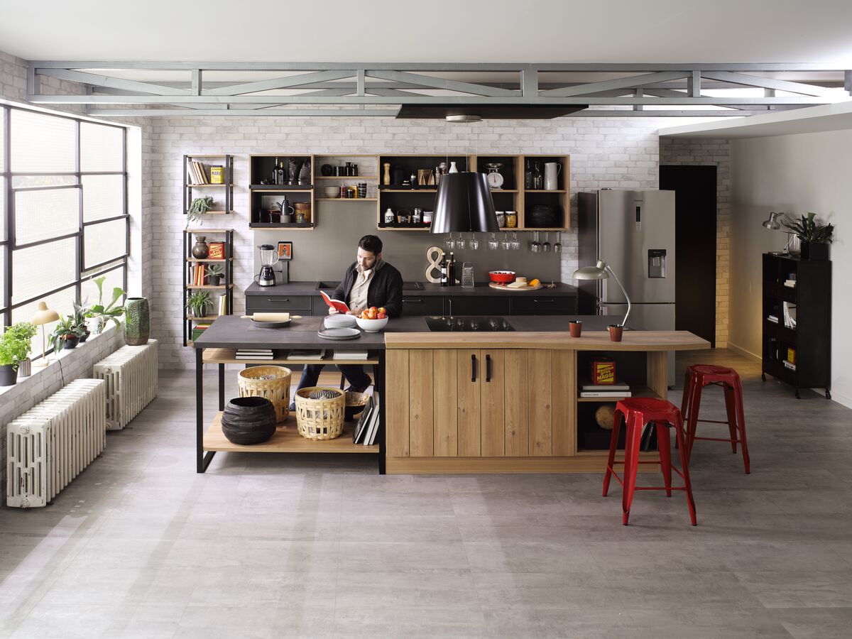 TREND EDGE Chêne honey & quartz métal