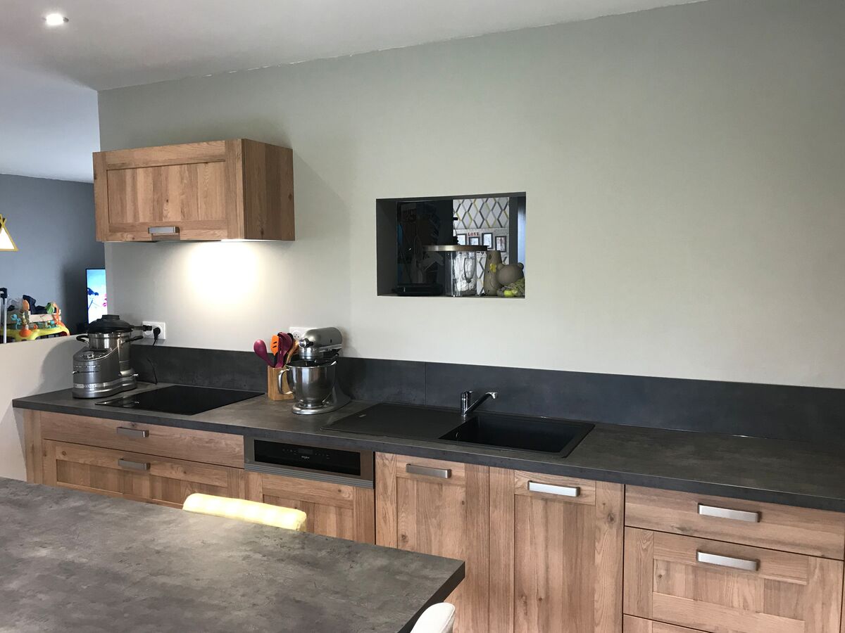 Cuisine avant-après sur mesure Trend Cube Chêne Honey